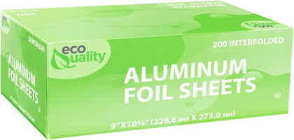 Premium Silver Aluminum Foil Sheets Pre Cut Pop Up, 9 x 10.75 inch - For Restaurants, Lunch, Takeout, To Go, Lunch