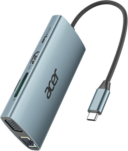 USB C Hub with 4k HDMI, 9-in-1 USB C to Ethernet Adapter, 5Gbps USBA 3.0 Docking Station, VGA Splitter, SD Card