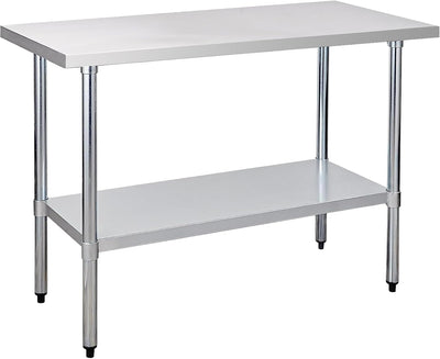 Stainless Steel Work Table 24 x 48 Inch, NSF Commercial Prep Table with Undershelf, Heavy Duty Food Prep Workstation