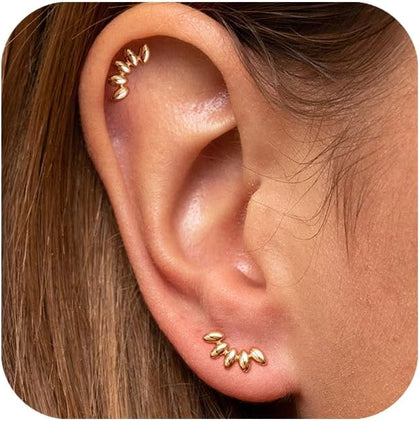 Gold Earrings for Women Trendy 14K Gold/Silver Plated Stud Earrings Sterling Silver Post Minimalist Simple Dainty