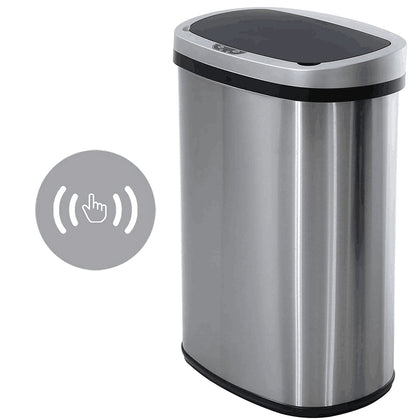 13 Gallon Kitchen Trash Can Stainless Steel Garbage Bin with Lid Automatic Touch Free High-Capacity Waste Bin Metal