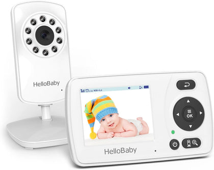 HB30 Video Baby Monitor with Digital Camera and Audio, No WiFi No App Safety Baby Monitor, 8 Languages, Auto Night