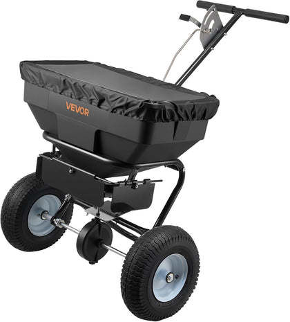 Broadcast Spreader, 12ft Spreading Width, Push Broadcast Spreader with 13" All-Terrain Tires, Adjustable Flow