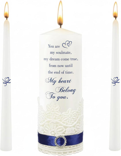 3 Pcs Unity Candle Set for Wedding Ceremony,Heart Style