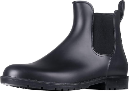 Women's Ankle Rain Boots Waterproof Chelsea Boots | Stylish Matte Finish, Easy On&Off, Non Slip, Ideal for Rainy Commute
