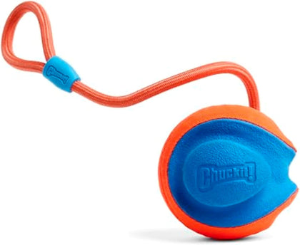 Rope Fetch Dog Toy - Ball on Rope Fetch and Tug-of-War Toy for Dogs - Durable EVA Rubber Construction - 5.5-inch