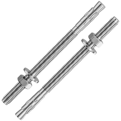 Wensilon 30Pcs 5/16x5 Inch Standard Fasteners for Heavy-Duty 304 Stainless Steel Wedge Anchors for Cement and Concrete