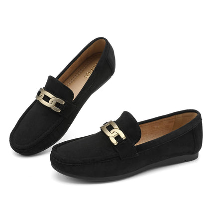 Womens Penny Loafers Comfortable Walking Flats, D Black, 11