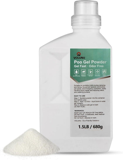 1.5LB/3LB Pee Powder Gel & Poo Gel Odor Neutralizer Solidifier | Portable toilet gel for camping, patient care, pet