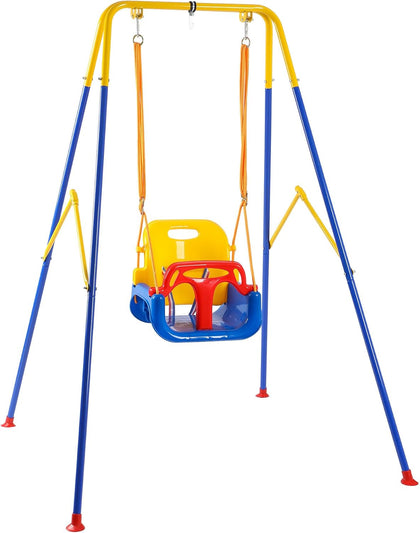 3 in 1 Toddler Swing Set, Infant Backyard Play, Includes 4 Sandbags, Adjustable Rope & Removable Baby Seat