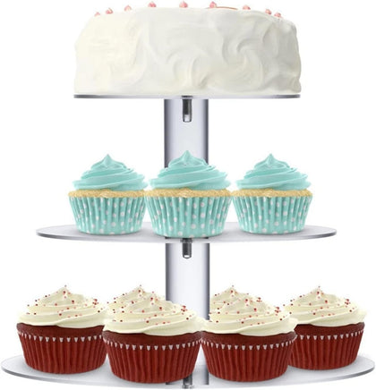Acrylic Cupcake Stand, 3 Tier Round Clear Cake Stand Cupcake Display Stand Holder Dessert Pastry Tower Tea Party