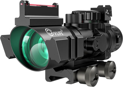 4x32 Prism Hunting Rifle Scope Red & Green & Blue Illuminated Reticle Scope with Fiber Optic Sight