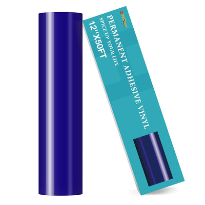 Royal Blue Permanent Vinyl Roll, 12" x 50 FT Glossy Adhesive Vinyl