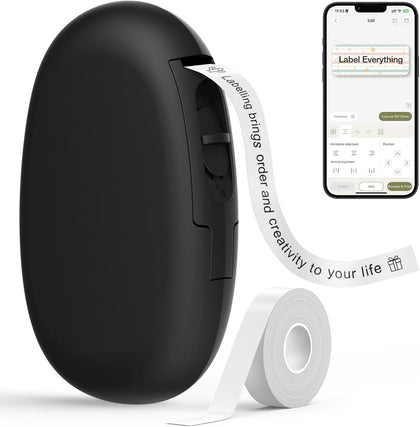 E10 Bluetooth Label Maker Machine with Tape, Black | Fits Continuous & Die-Cut Waterproof Label, Easy App Editing