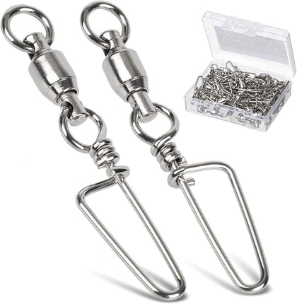 High Strength Fishing Snap Swivels - Stainless Steel Ball Bearing Swivels - Saltwater & Freshwater Fishing