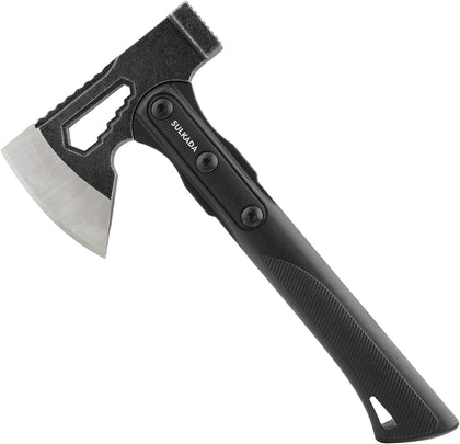 Camping Hatchet, 10.5 Inch Survival Axe,Stainless-Steel Blade,Fiberglass Shock Reduction Handle with Anti-Slip Grip