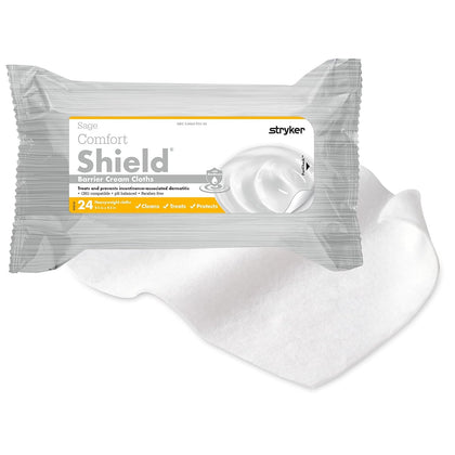 Sage Comfort Shield Barrier Cream Cloths with Dimethicone - 1 Package, 24 Cloths – One-step Wipes Clean, Treat and