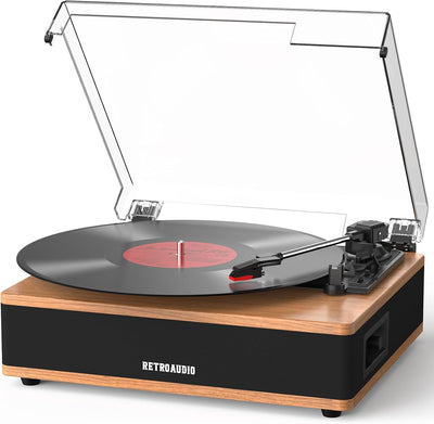 Vinyl Record Player Bluetooth Turntable with Built in Stereo Speakers Belt Drive 3 Speeds Vintage Turntables for