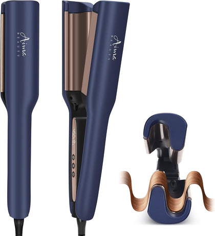 1 Inch Deep Wave Curling Iron Hair Crimper Waver Beach Waves | Memory Timer Hair Waver, Adjustable Temp Travel Dual