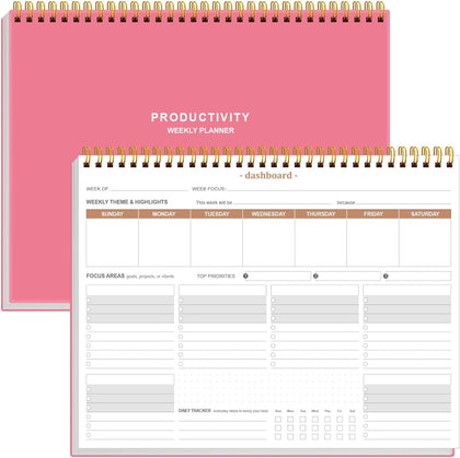 Weekly Productivity Planner - 8.5" x 11" Dashboard Desk Notepad Has 6 Focus Areas to List Tasks for Goals, Projects