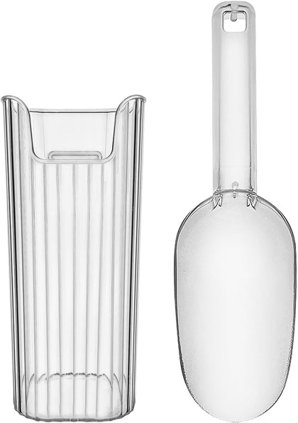 Ice Scoop With Holder - Removable Plastic Scoop for Freezer, Kitchen Countertop Ice Maker, Commercial Machine