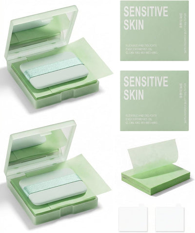 400 Sheets Oil Blotting Papers for Face with Mirror Puff, Oil Absorbing Sheets for Oily Skin