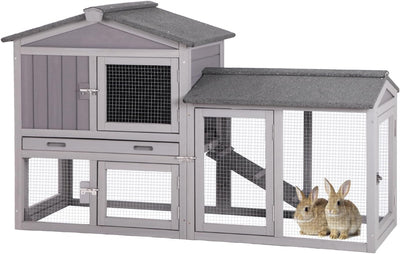 Rabbit Hutch Outdoor No Leak Plastic Tray Bunny Cage Indoor with Large Run Space Extensible Chicken Coop