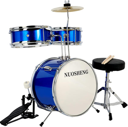Kids Drum Set 3-Piece for Beginners, 13 Inch Complete Junior Drum Kit with Bass Tom Snare Drum,Adjustable Throne