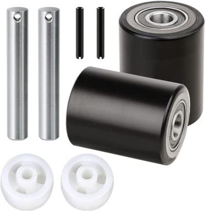Pallet Jack/Truck Load Wheels Replacement Full Set with Axles and Entry Exit Roller 3" x 3.75" with 20mm ID Bearings