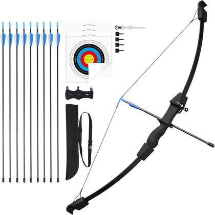 40" Youth Bow and Arrow Set for Kids 8-12 & Teens - Ambidextrous Recurve Archery Gear with Safety Arrows - Toys for