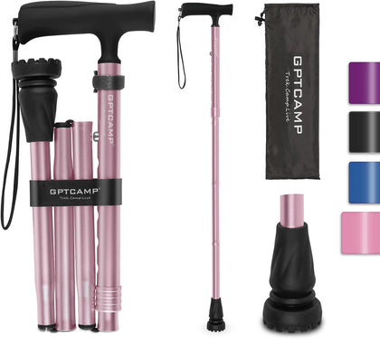 G2 Walking Stick, Fold-up Walking Cane for Women and Men with Wrist Strap, Portable, Foldable, Collapsible