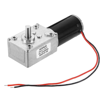 MECCANIXITY DC24V 20RPM Reversible Worm Geared Motor Reducer Motor 8mm D Shape Shaft High Torque Gear Box Reduction Electric Motor for Sweepers, Printers, Ovens