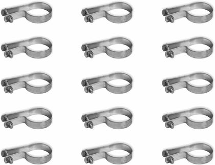 Galvanized Tension Band for Chain Link Fence, 1-5/8" inch, with Nuts & Bolts, 20 Pieces (Silver Galvanized, 2-3/8")
