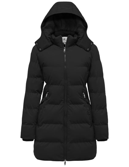 Women's Women's Thicken Parka Hooded Long Winter Coats Warm Puffer Jackets (Black,M)