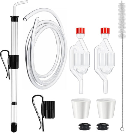 14” Wine Siphon-3/8” Racking Cane Auto Siphon for Wine Making with Airlocks | 5.5FT Food Safe Silicone Tubing