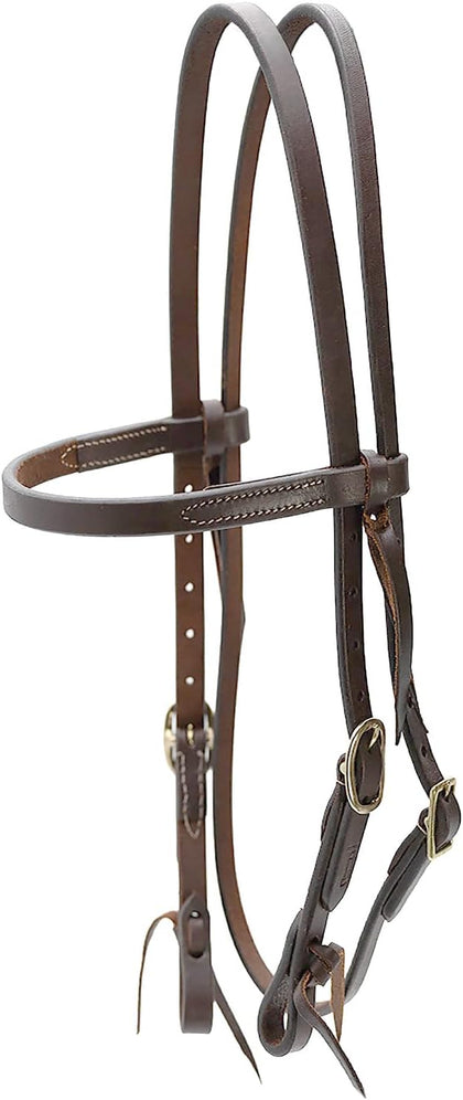 LuxeLeather Heavy Oiled Leather Western Horse Headstall, Adjustable Harness Leather Bridle Tack for Riding, Training