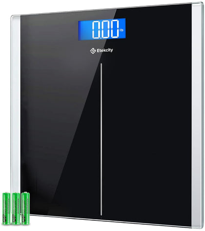 Bathroom Scale for Body Weight, Digital, Highly Accurate, 400 lbs | Large 6mm Tempered Glass Platform, Clear LCD