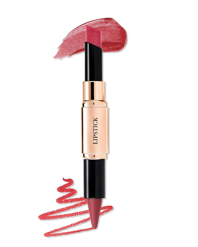 Lip Liner Lipgloss Combo Set,2 in 1 Matte Nude Lip Liner&Glitter Lipstick