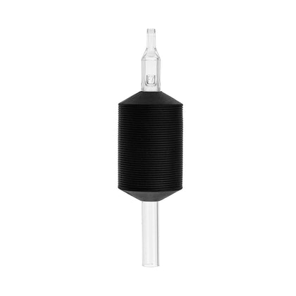VORTEX 1.25-inch Soft Silicone Black Disposable Tattoo Tube Grips with Clear Long Tips 15pcs (7M)