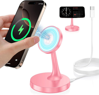 Magnetic Wireless Charger iPhone Stand, 15W Fast Mag-Safe Charger iPhone 17/17 Air/17 Pro/17 Pro Max 16/15/14/13/12