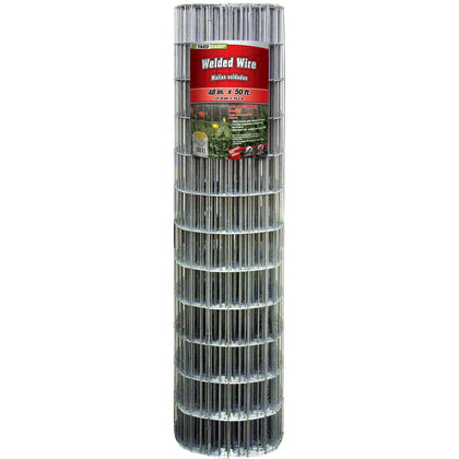 2 in. x 4 in. Mesh Welded Wire Fence Roll, 48 in. x 50 ft., 14-Gauge Galvanized Steel Fence for Animal Enclosures