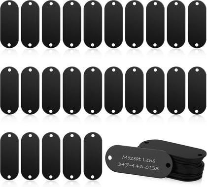 Aluminum Engraving Blanks - 25 Black Metal Stamping Blanks - Rectangle Laser Engraving Tags with 2 Holes for Jewelry