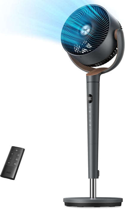 Fan for Bedroom, 120° Oscillating Standing Fans, Quiet Floor Fan with DC Motor, 100ft Pedestal Fans for Room, 9