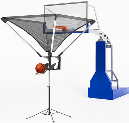 Basketball Rebounder, Basketball Return Attachment with 180° Rotating Track, Shot Trainer Rebounder Net Return System