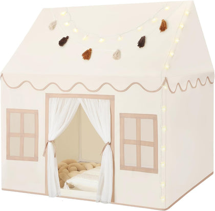 Kids Play Tent Indoor: with Mat, Tassel Garland - Girl Tent Indoor Playhouse for Kids Toys for Boy Girl Birthday Gift