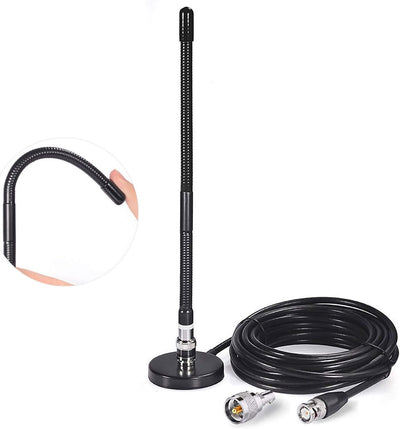 27MHz CB Radio Antenna Soft Whip Magnetic Base BNC & PL259 Male Compatible with Cobra Midland Uniden Maxon President