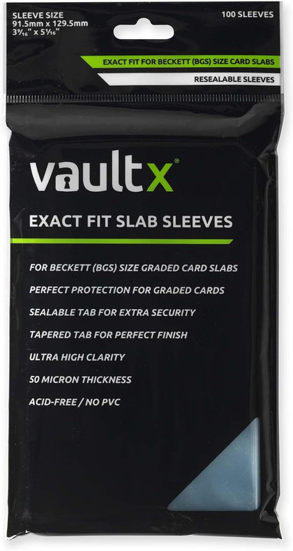 Exact Fit Slab Sleeves (100 Pack) for BGS Beckett Graded Cards | Fits BGS & Beckett graded slabs & cases.
