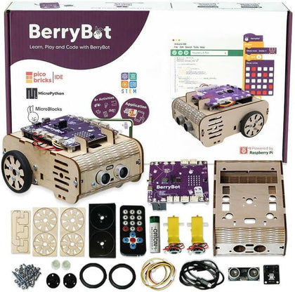 BerryBot – Programmable Robot Kit with Raspberry Pi RP2040 | STEM Learning, Graphical Coding, Easy Assembly, Obstacle