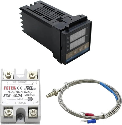 REX-C100 Digital RKC PID Thermostat Temperature Controller Digital REX-C100/ 40A SSR Relay/K Thermocouple Probe/Heat Sink(RKC-C100 KIT 3Pcs)