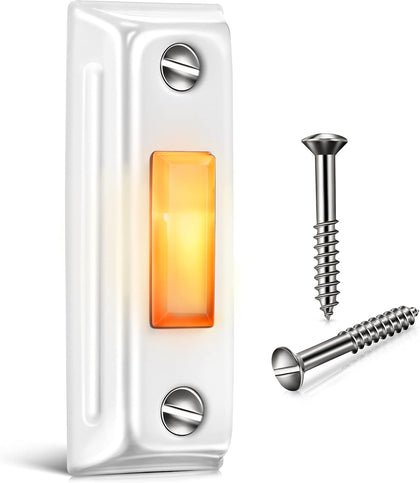 Metal Lighted Doorbell Push Button, Wired Doorbell Switches, White | Heavy Duty LED Lighted Wall Mounted Doorbell
